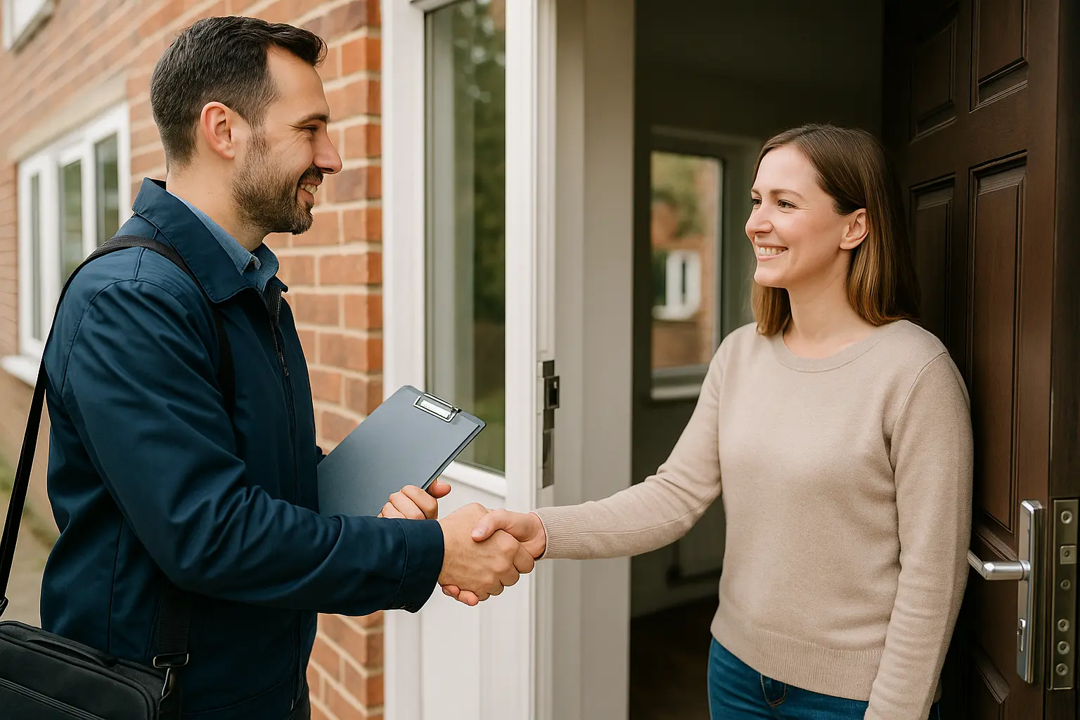 One of our landlord property inspection services officer being greeted at the door.