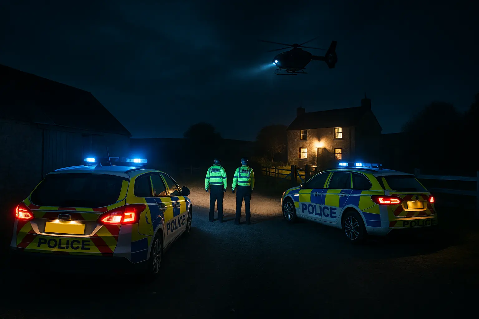 National rural crime network police offers attending a theft on a farm