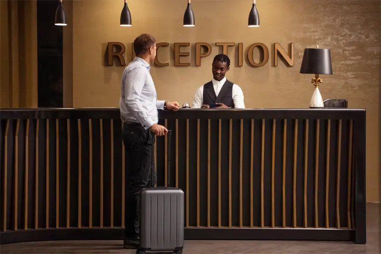 Checking into a London hotel with security
