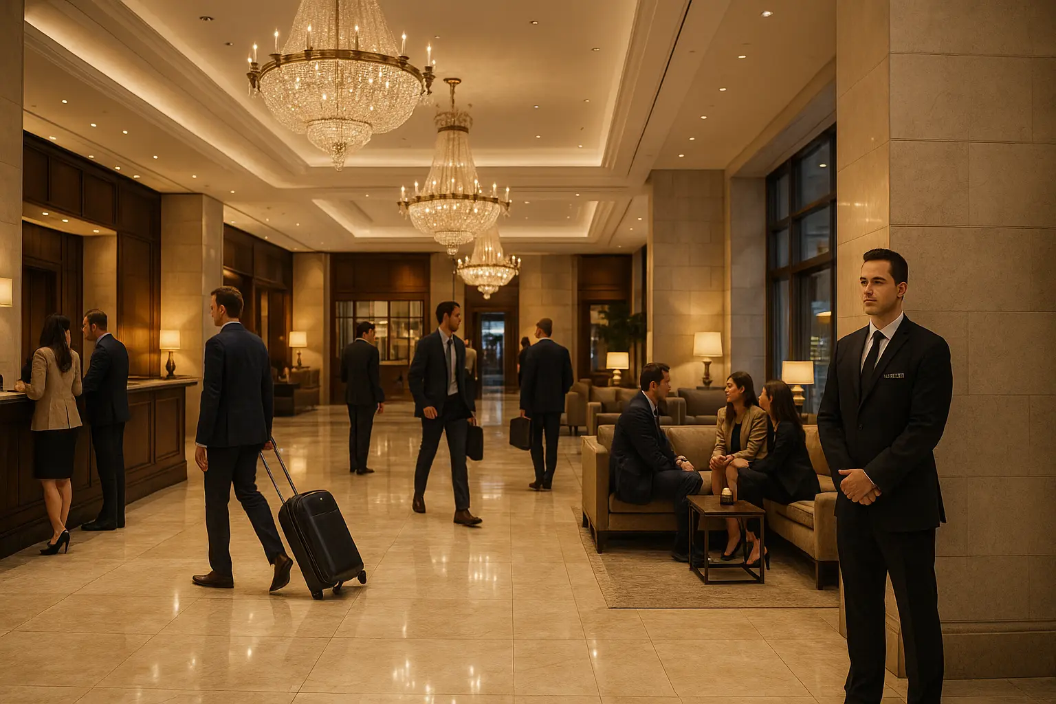 Hotel security officer London lobby