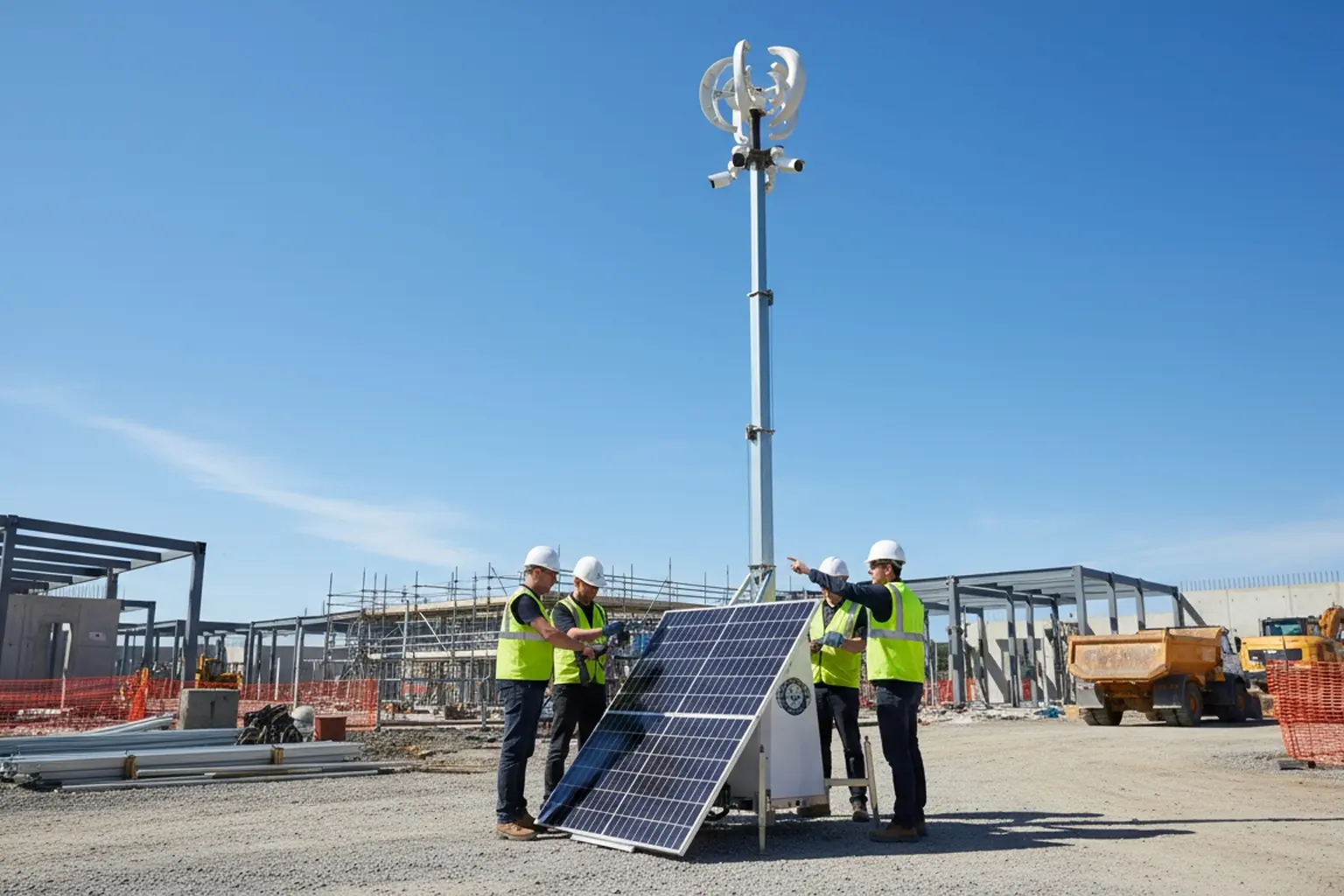Mobile CCTV Towers installation on a building site